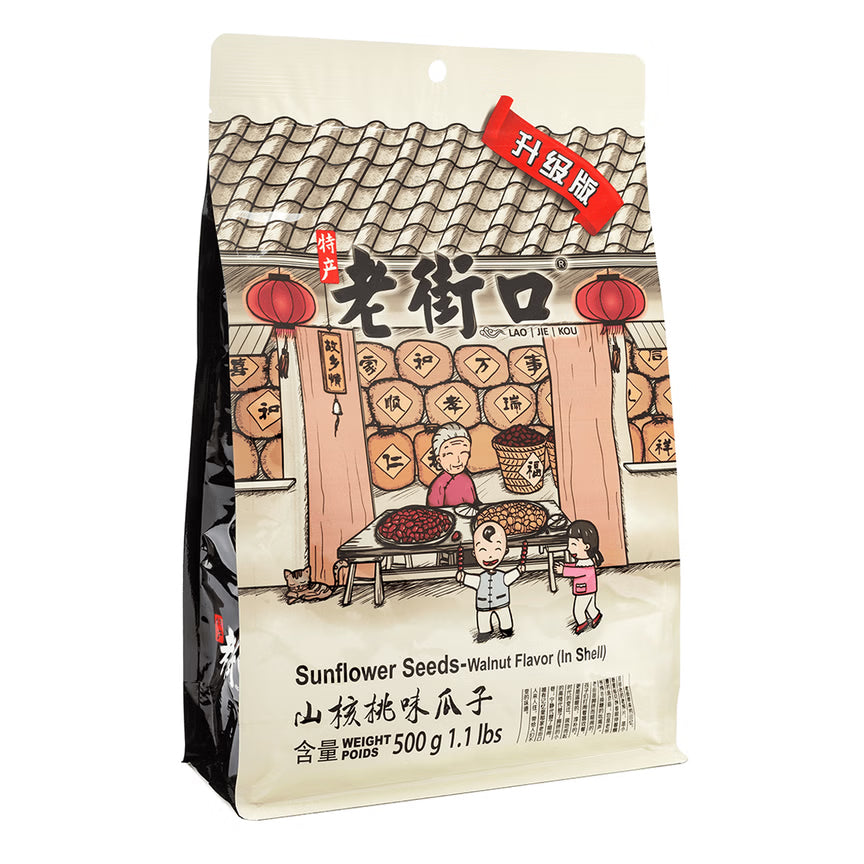 Lao Jie Kou Sunflower Seeds, Hickory Flavor, 500 g, 12 pack